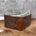 Handcrafted Floral Tooled Leather Bifold Wallet – Full Grain Leather | Handmade