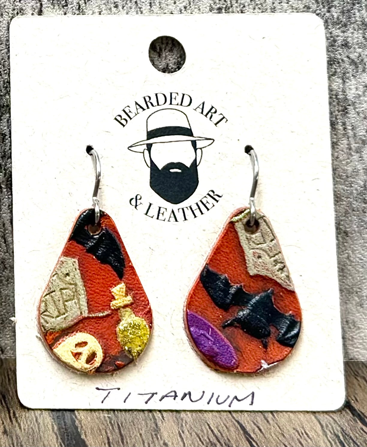 Handcrafted Halloween Full-Grain Leather Earrings – Ghosts, Pumpkins & Spooky Icons | Lightweight | Hypoallergenic Titanium or Niobium Ear Wires